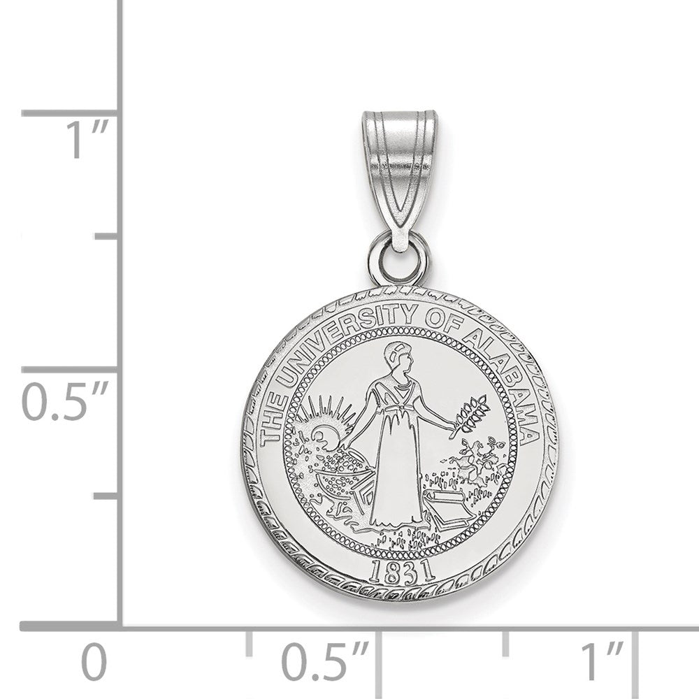 Sterling Silver Rhodium Plated Logoart University Of Alabama Medium Crest Pendant
