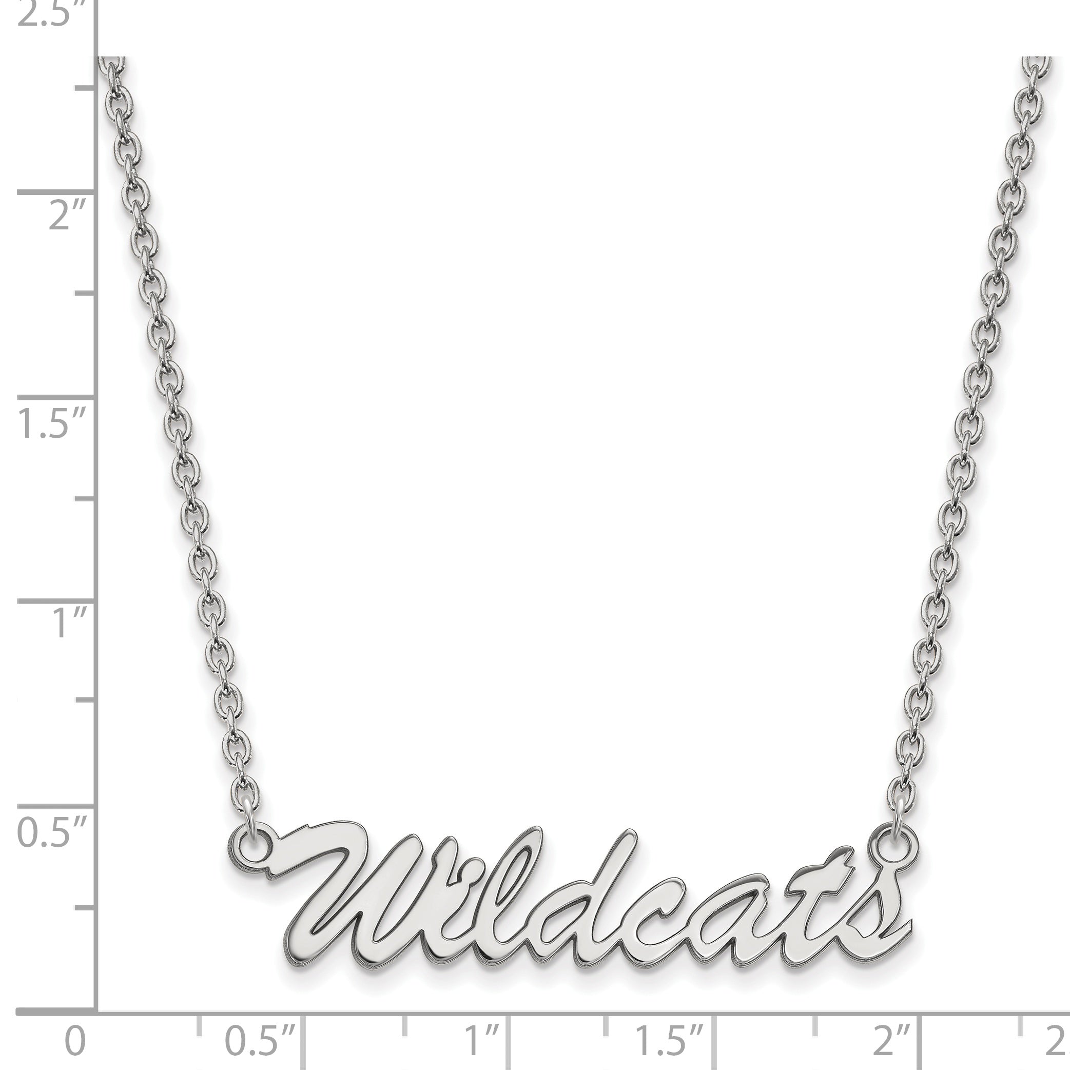 Sterling Silver Rhodium Plated Logoart University Of Kentucky Wildcats Script Medium Pendant 18 Inch Necklace