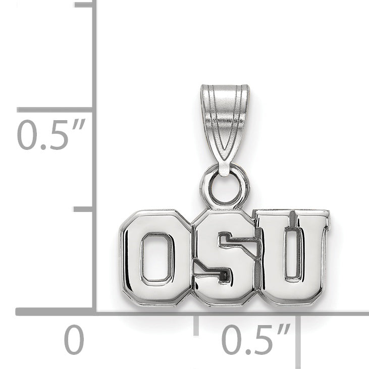 Sterling Silver Rhodium Plated Logoart The Ohio State University O S U Small Pendant