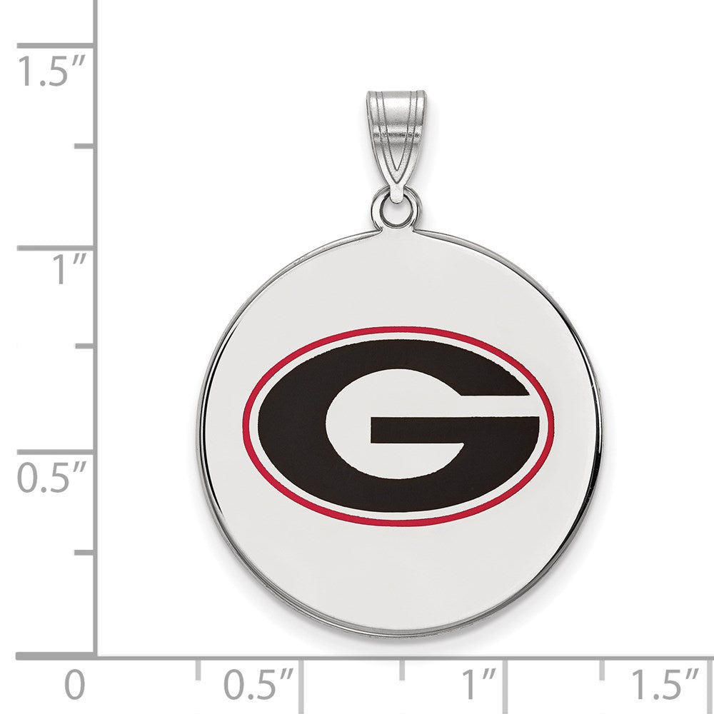 Sterling Silver Rhodium Plated Logoart University Of Georgia Letter G Extra Large Enameled Disc Pendant