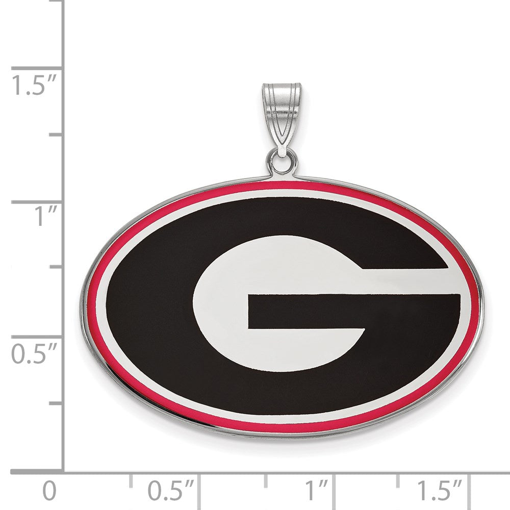 Sterling Silver Rhodium Plated Logoart University Of Georgia Letter G Extra Large Enameled Pendant