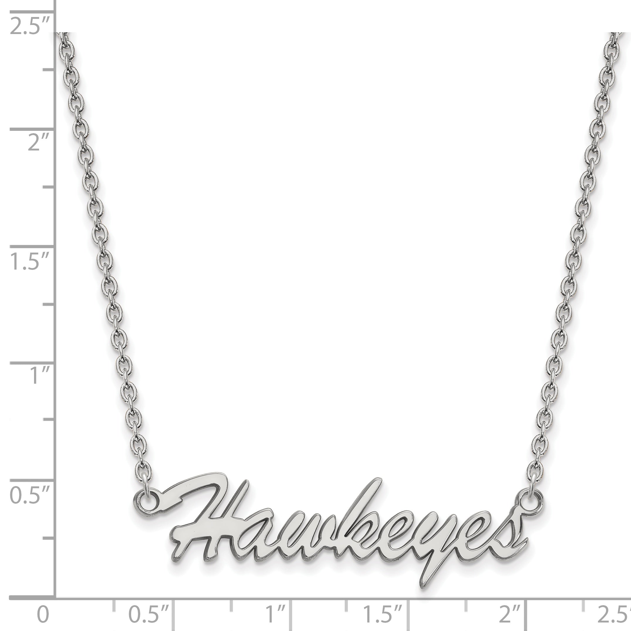 Sterling Silver Rhodium Plated Logoart University Of Iowa Hawkeyes Script Medium Pendant 18 Inch Necklace