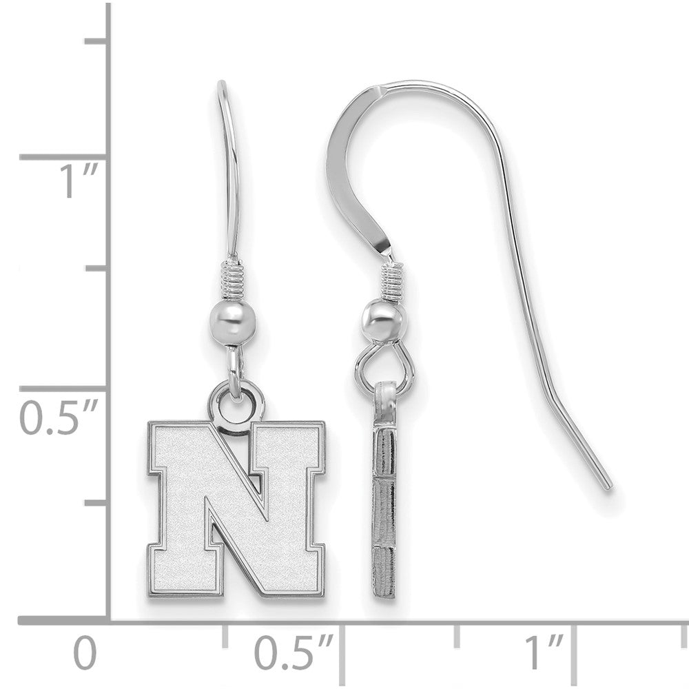 Sterling Silver Rhodium Plated Logoart University Of Nebraska Letter N Extra Small Dangle Wire Earrings
