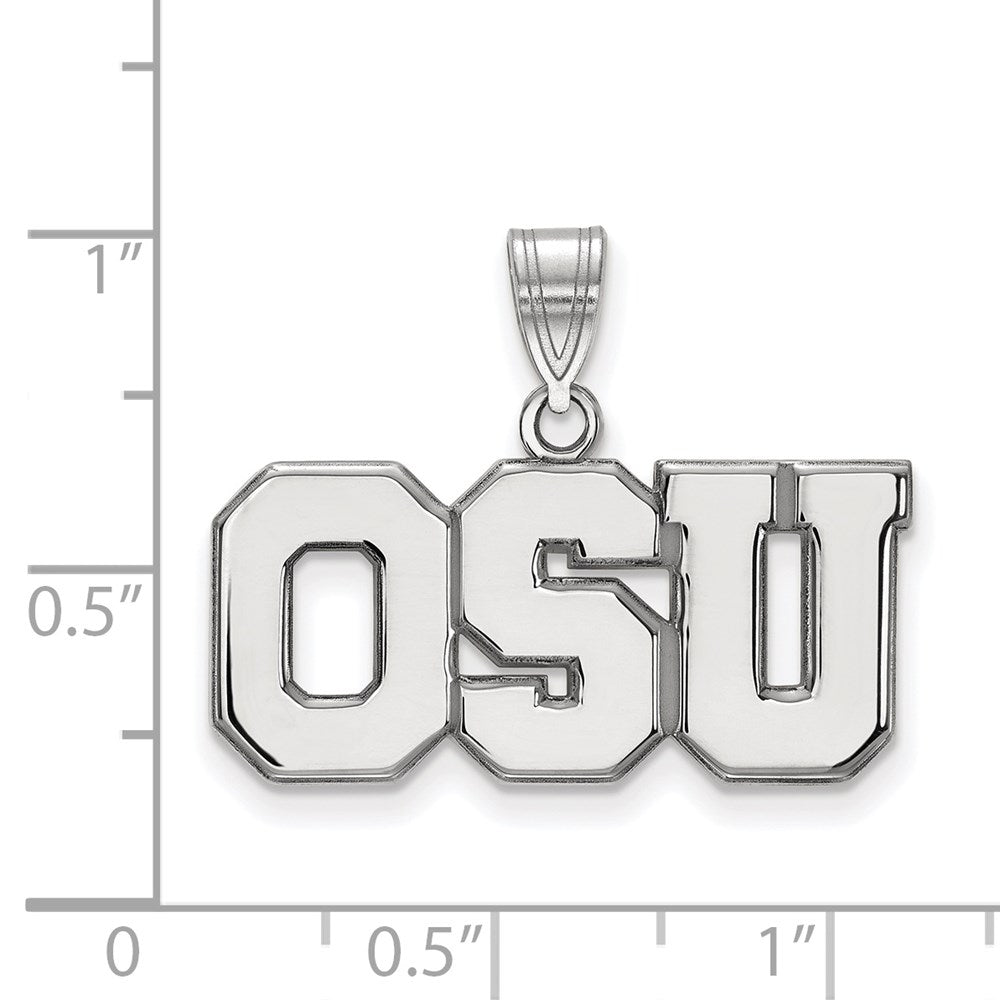 Sterling Silver Rhodium Plated Logoart The Ohio State University O S U Large Pendant