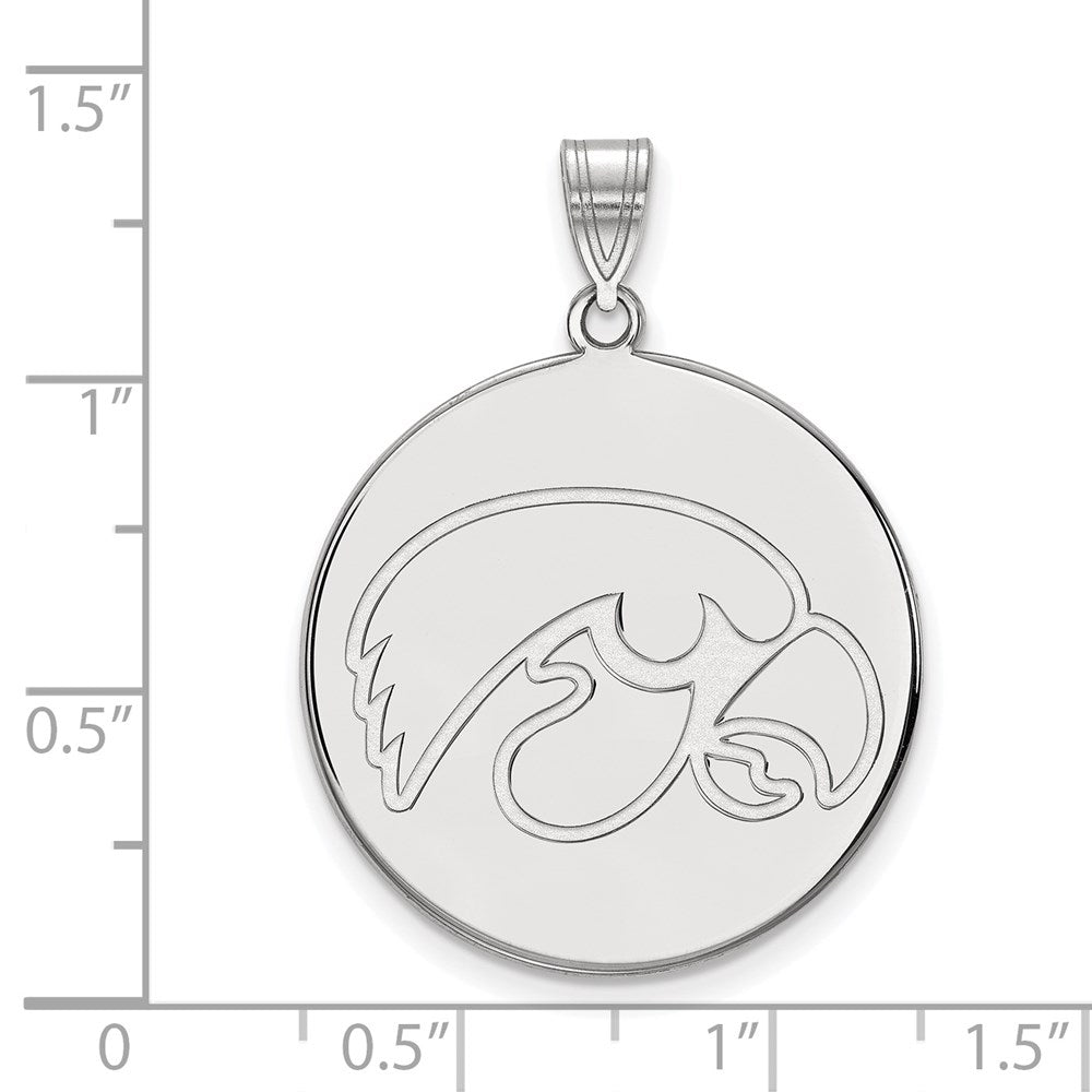 10K White Gold Logoart University Of Iowa Hawk Extra Large Round Disc Pendant