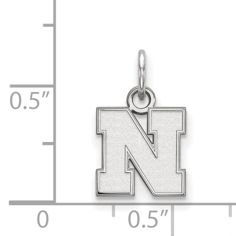 Sterling Silver Rhodium Plated Logoart University Of Nebraska Letter N Extra Small Pendant