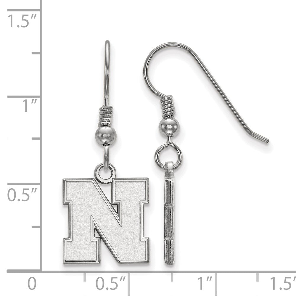 Sterling Silver Rhodium Plated Logoart University Of Nebraska Letter N Small Dangle Wire Earrings