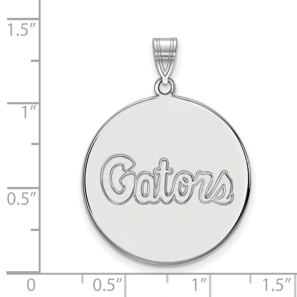 14K White Gold Logoart University Of Florida Gators Script Extra Large Disc Pendant