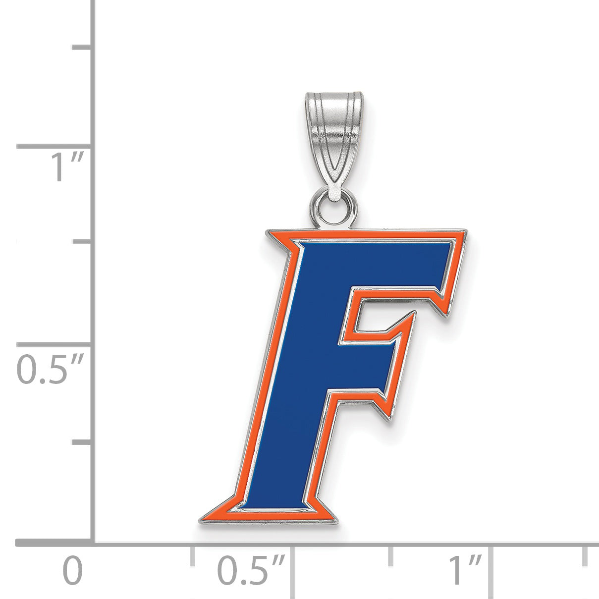 Sterling Silver Rhodium Plated Logoart University Of Florida Letter F Large Enameled Pendant