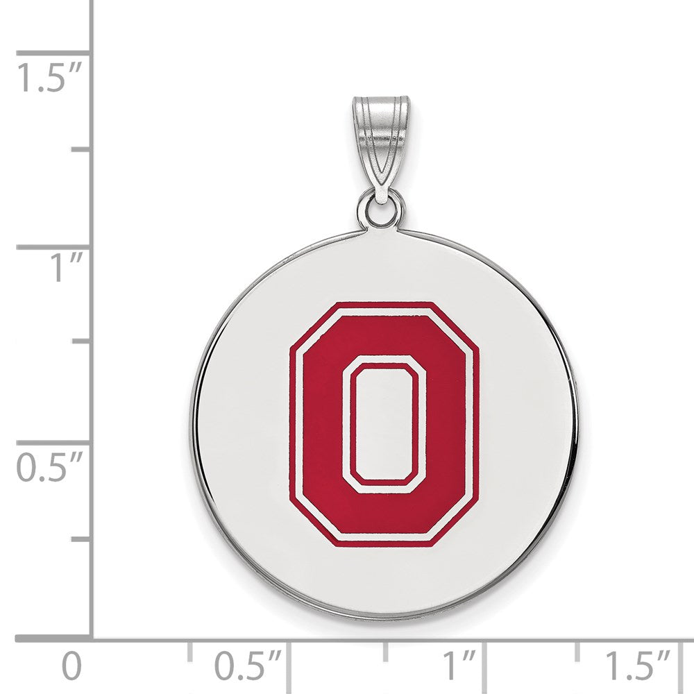 Sterling Silver Rhodium Plated Logoart The Ohio State University Letter O Extra Large Enameled Disc Pendant