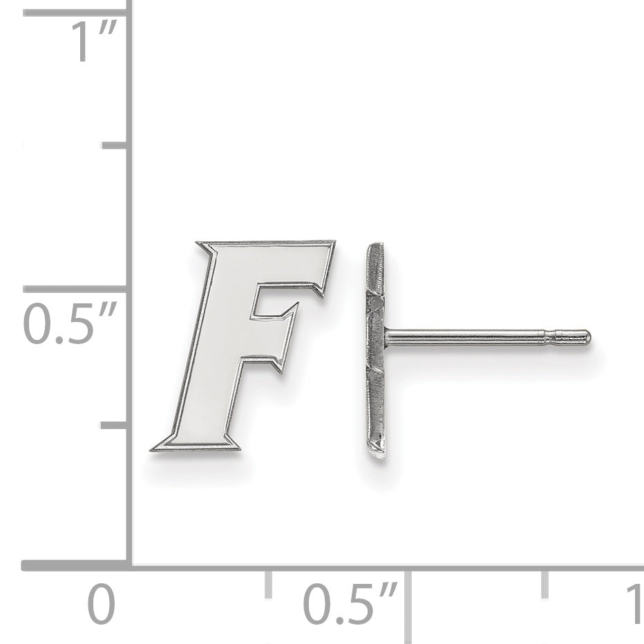 Sterling Silver Rhodium Plated Logoart University Of Florida Letter F Extra Small Post Earrings