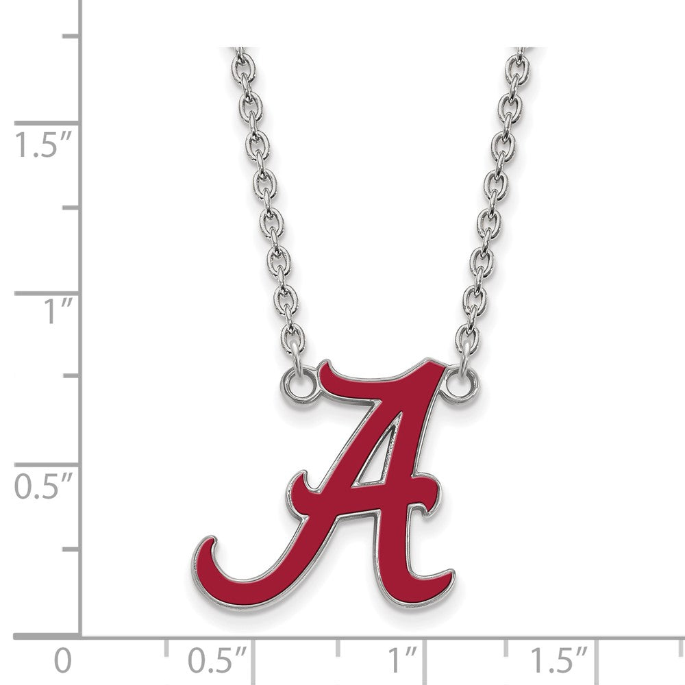 Sterling Silver Rhodium Plated Logoart University Of Alabama Letter A Large Enameled Pendant 18 Inch Necklace