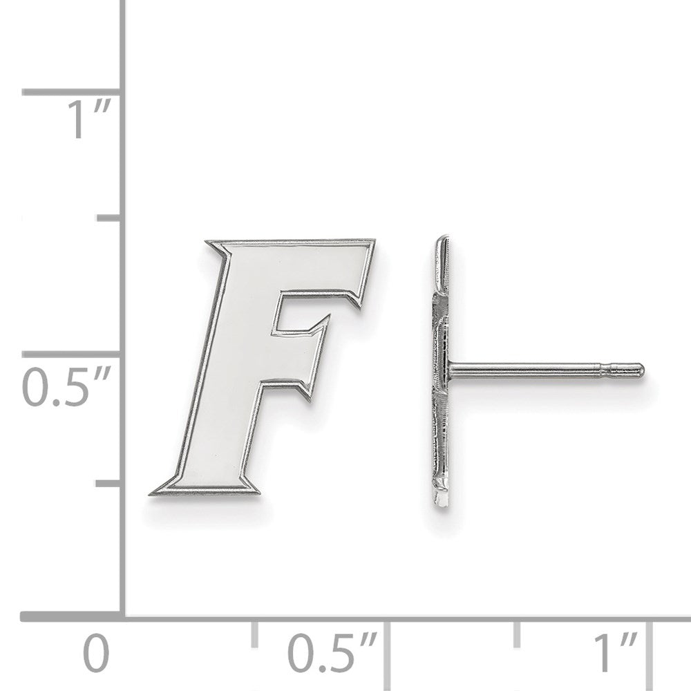 Sterling Silver Rhodium Plated Logoart University Of Florida Letter F Small Post Earrings