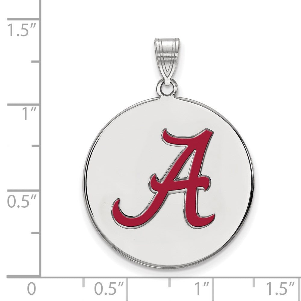 Sterling Silver Rhodium Plated Logoart University Of Alabama Letter A Extra Large Enameled Disc Pendant