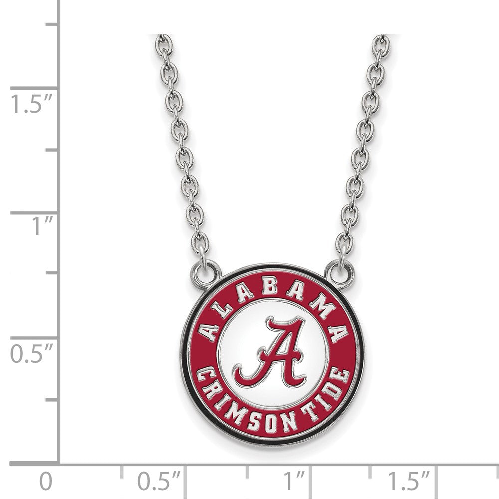 Sterling Silver Rhodium Plated Logoart University Of Alabama Crimson Tide Large Enameled Pendant 18 Inch Necklace