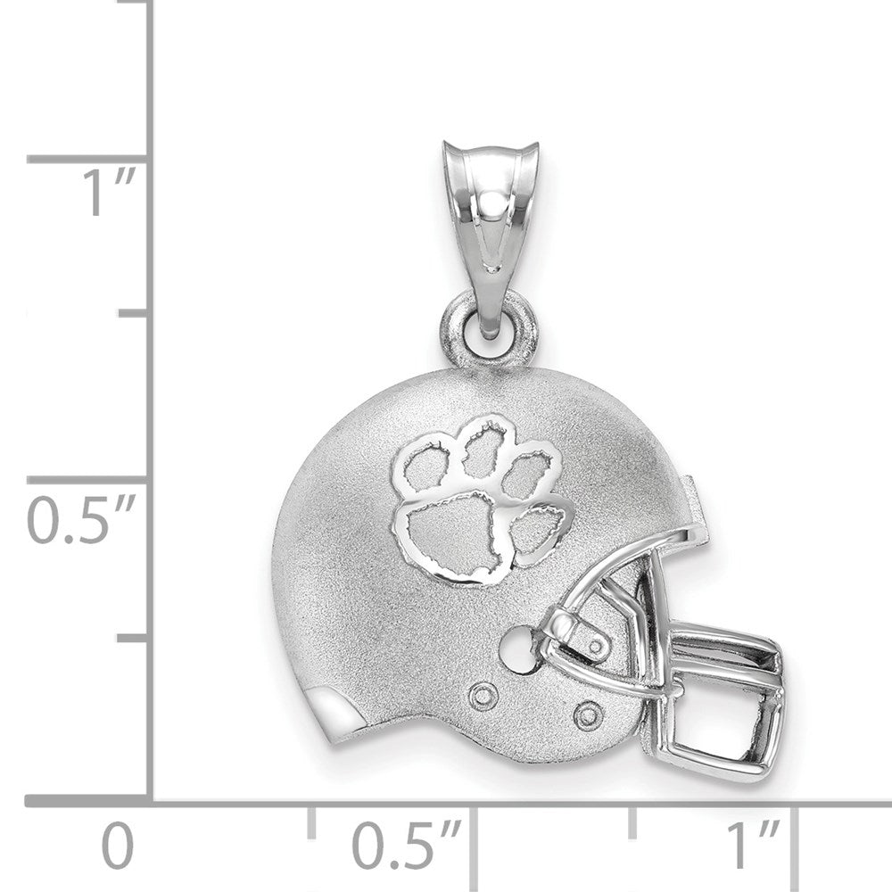 Sterling Silver Rhodium Plated Logoart Clemson University Tiger Paw Domed Football Helmet Pendant