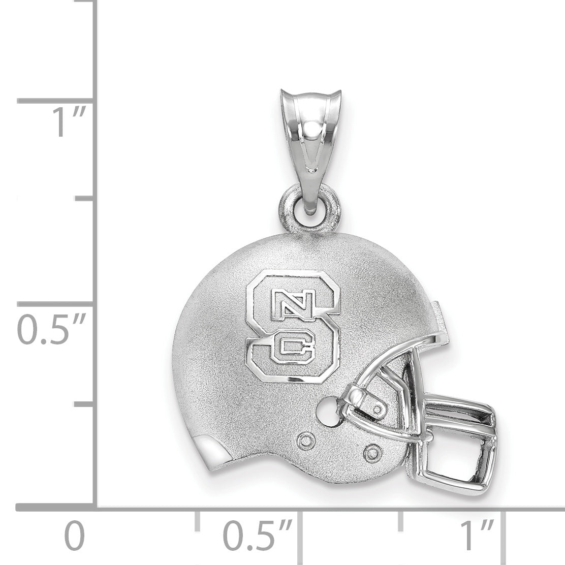 Sterling Silver Rhodium Plated Logoart North Carolina State University N C S Domed Football Helmet Pendant