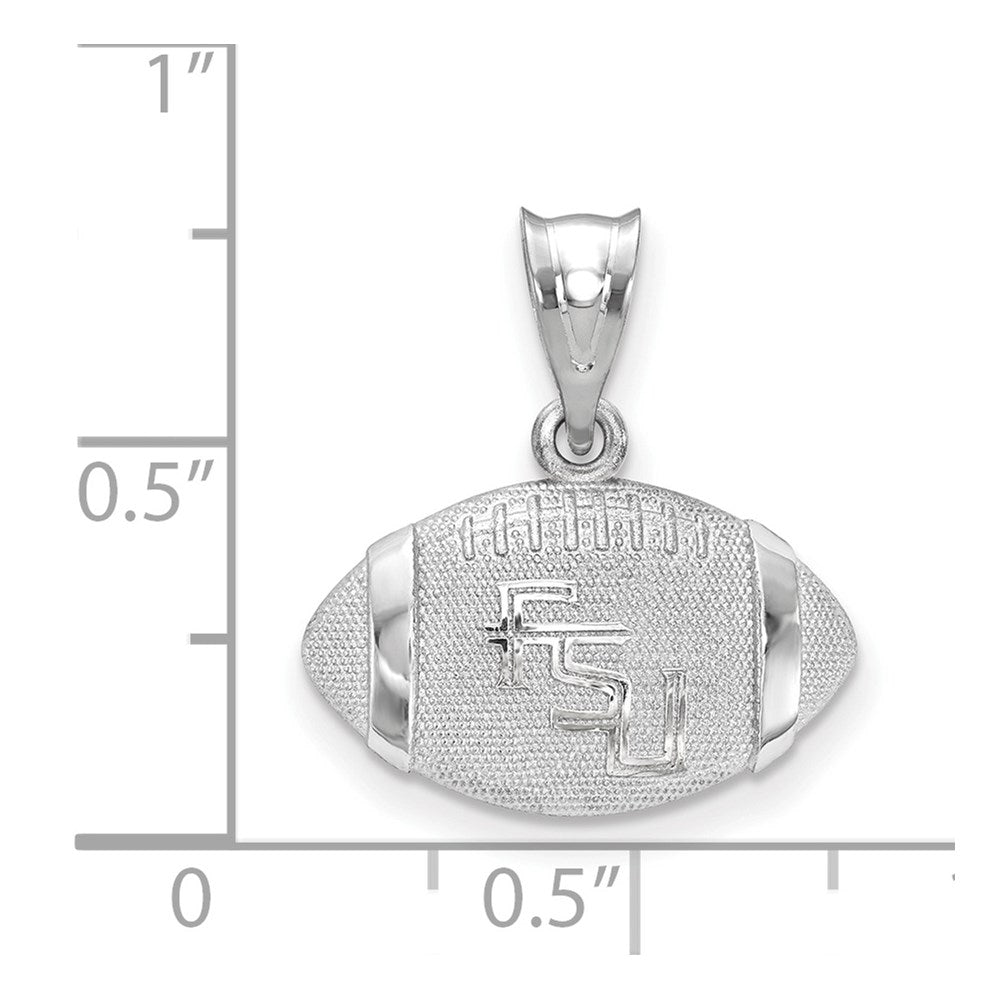 Sterling Silver Rhodium Plated Logoart Florida State University F S U Domed Football Pendant