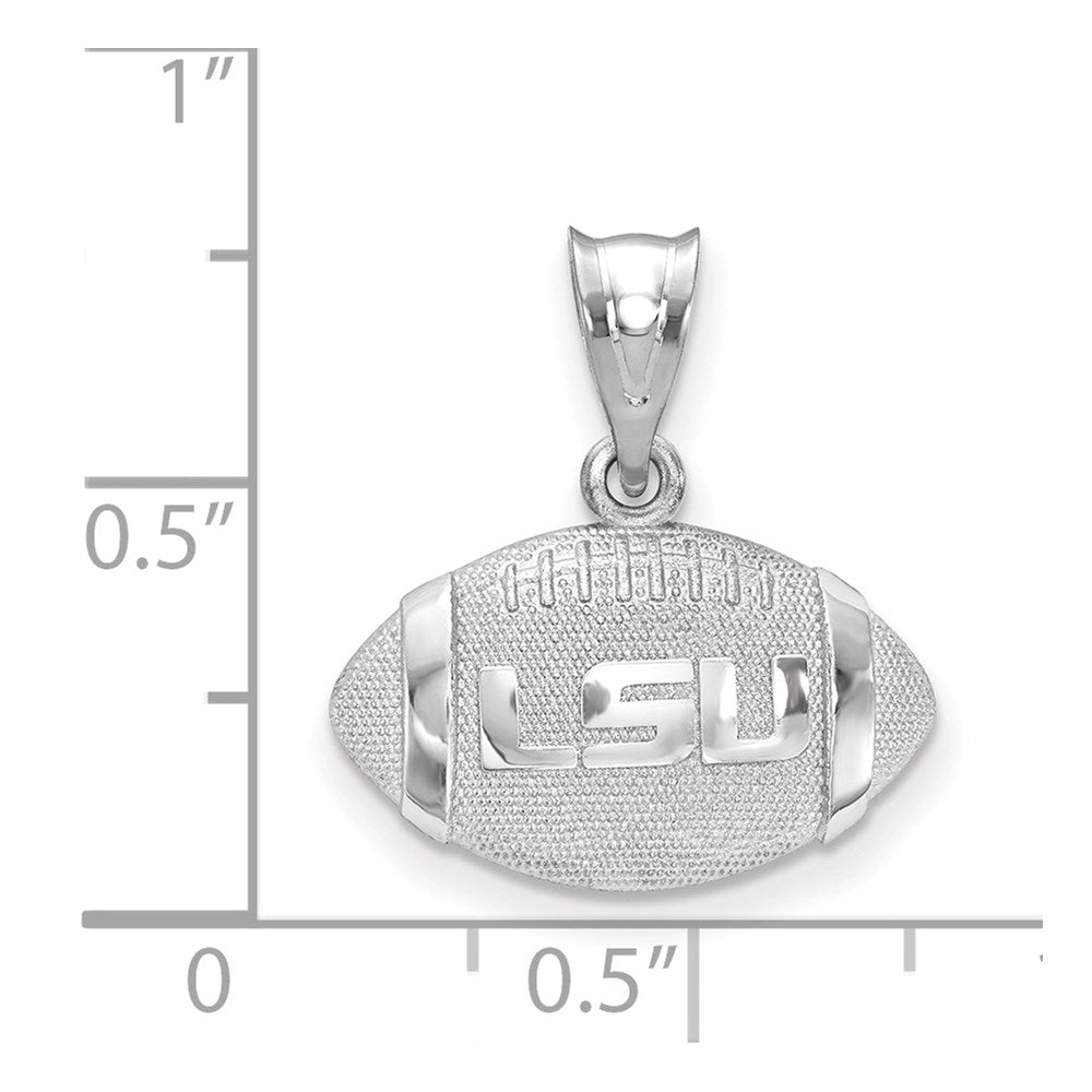 Sterling Silver Rhodium Plated Logoart Louisiana State University L S U Domed Football Pendant