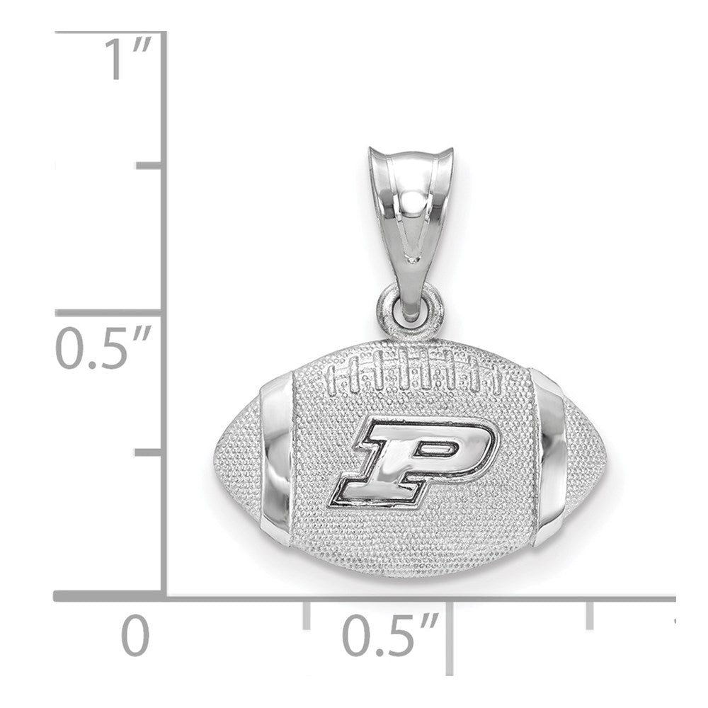 Sterling Silver Rhodium Plated Logoart Purdue University Letter P Domed Football Pendant