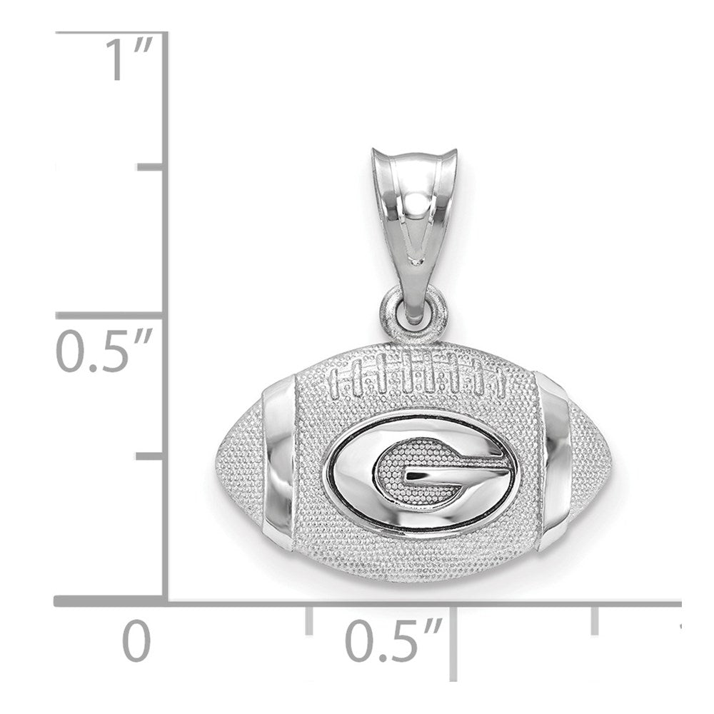Sterling Silver Rhodium Plated Logoart University Of Georgia Letter G Football Pendant