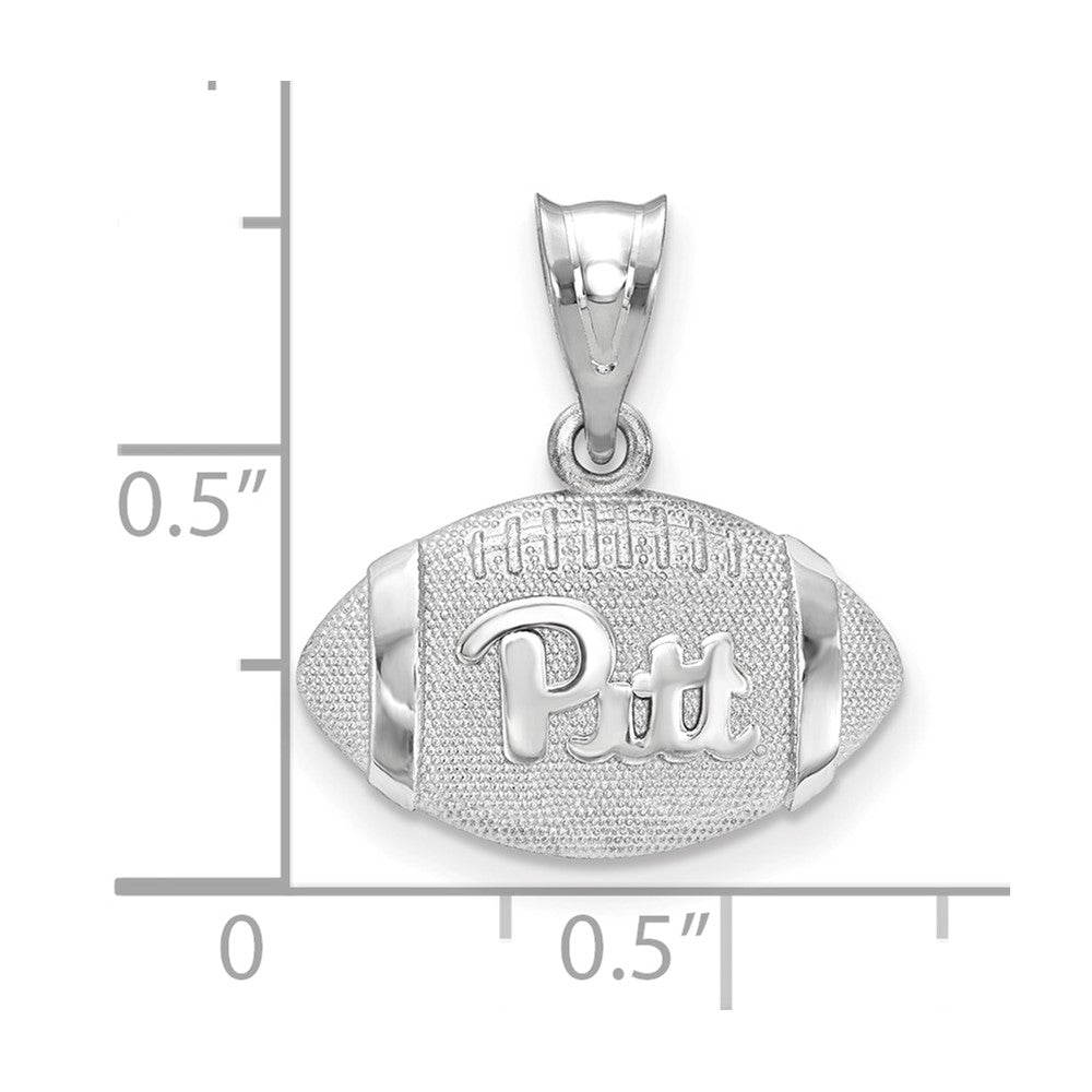 Sterling Silver Rhodium Plated Logoart University Of Pittsburgh Domed Football Pendant