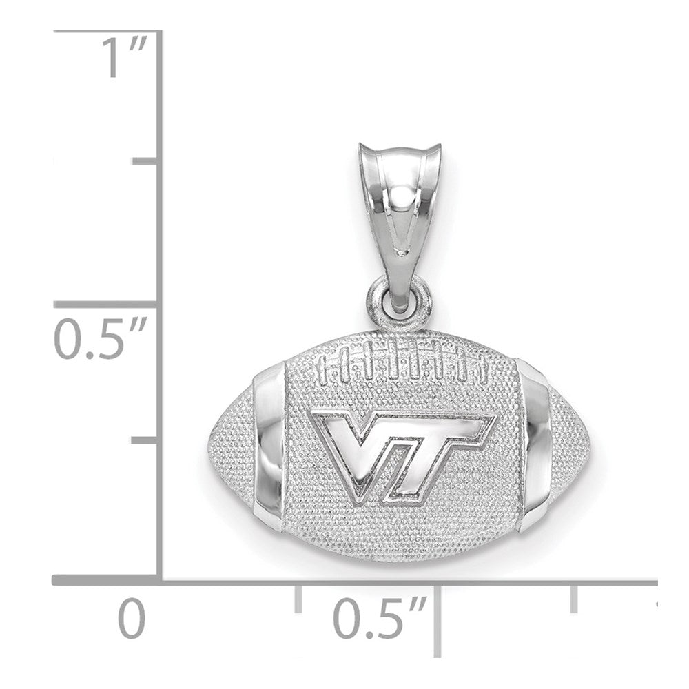 Sterling Silver Rhodium Plated Logoart Virginia Tech V T Football Pendant