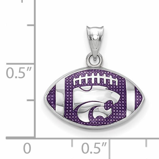 Sterling Silver Kansas State Univ. Wildcat Enameled Football Pendant