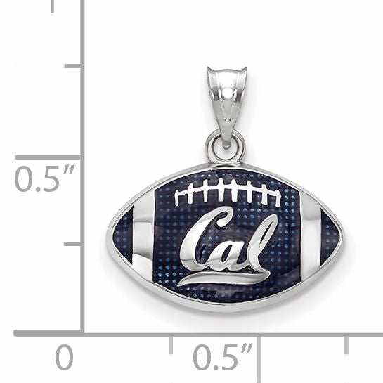 Sterling Silver Rhodium Plated Logoart University Of California Berkeley Enameled Football Pendant