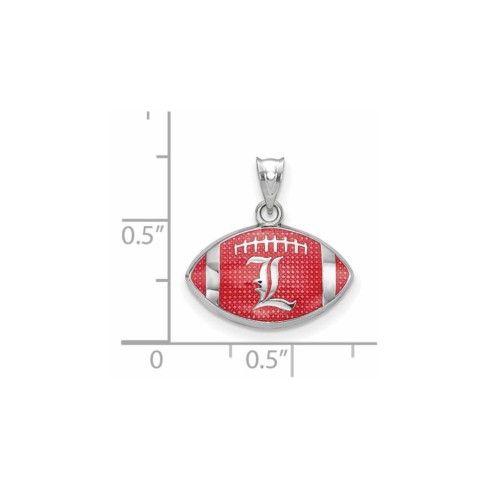 Sterling Silver Rhodium Plated Logoart Univ. Of Louisville Letter L Enameled Football Pendant