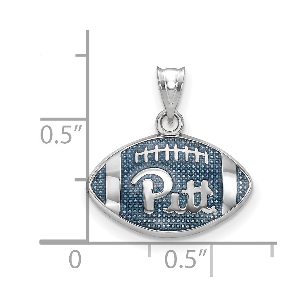 Sterling Silver Rhodium Plated Logoart University Of Pittsburgh Domed Enameled Football Pendant