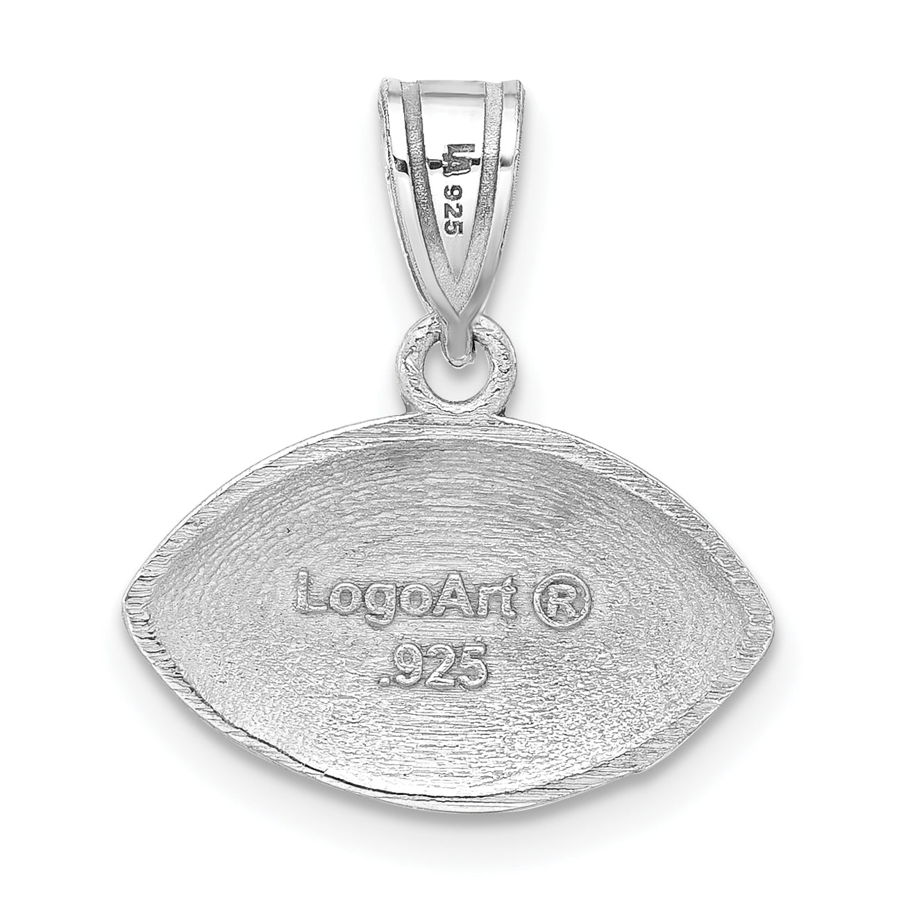 Sterling Silver Rhodium Plated Logoart University Of Virginia Enameled Football Pendant
