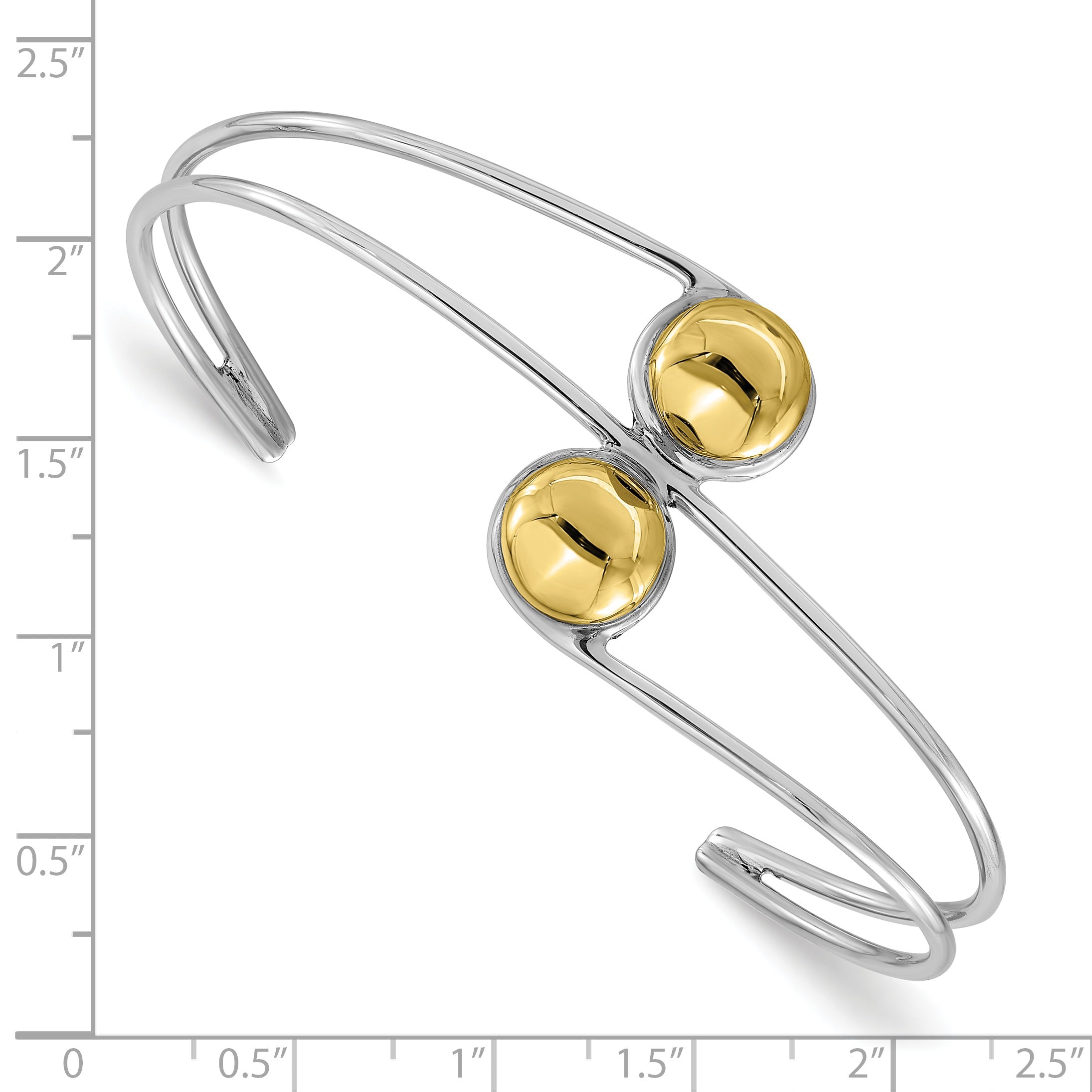 Sterling Silver & Brass Polished Bead Cuff Bracelet