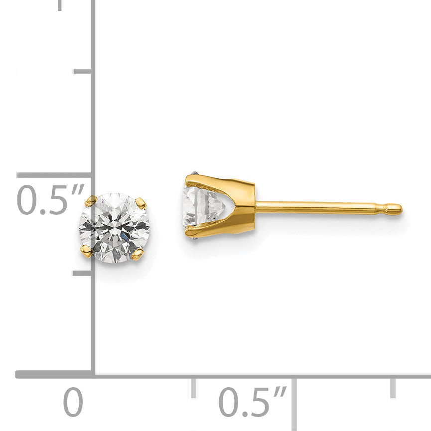 14K Yellow Gold 14Ky .70Ct. I2 K L Diamond Stud Push On Post Earrings