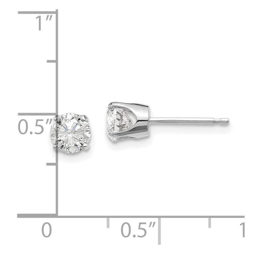 14K White Gold 14Kw .95Ct I2 K L Diamond Stud Push On Post Earrings