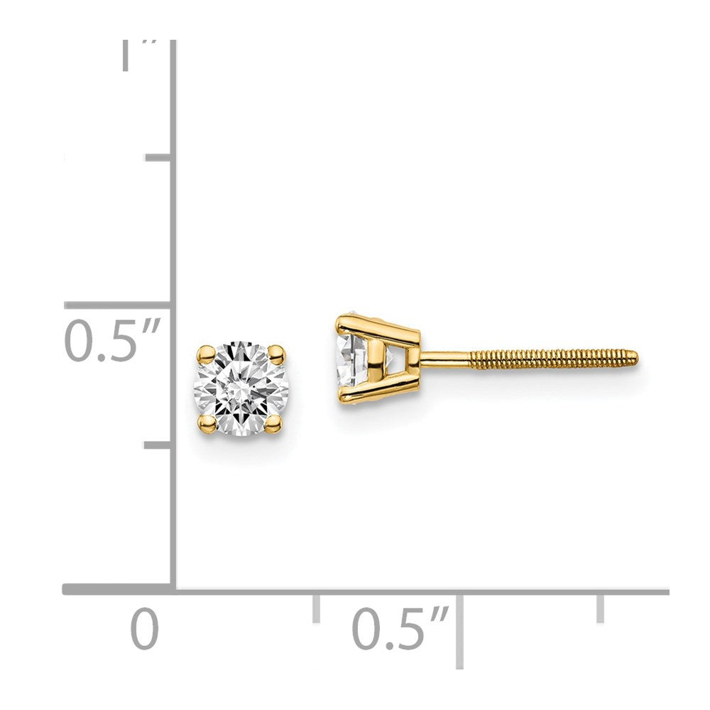 14K Yellow Gold 14Ky .60Ct. Vs2/Si1 G I Diamond Stud Thread On/Off Post Earrings