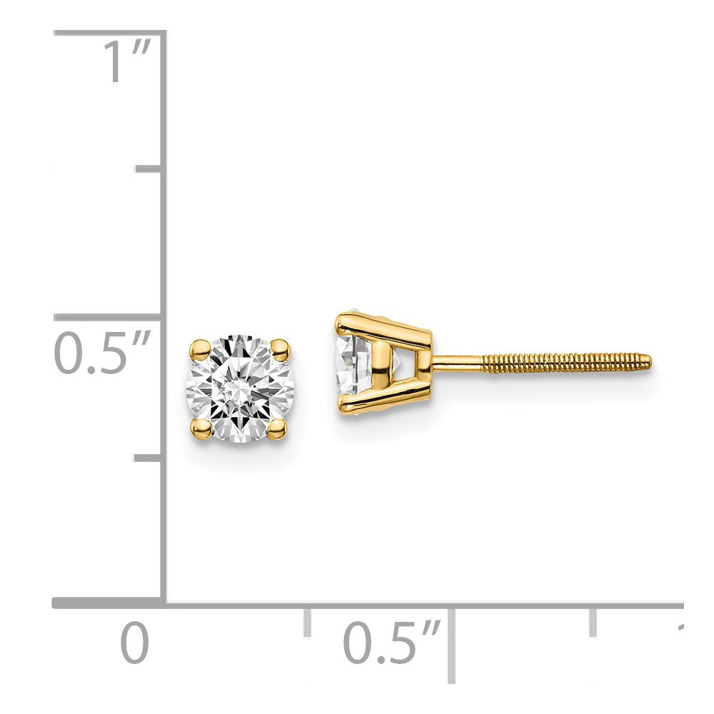 14K Yellow Gold 14Ky .75Ct. Si3 G I Diamond Stud Thread On/Off Post Earrings