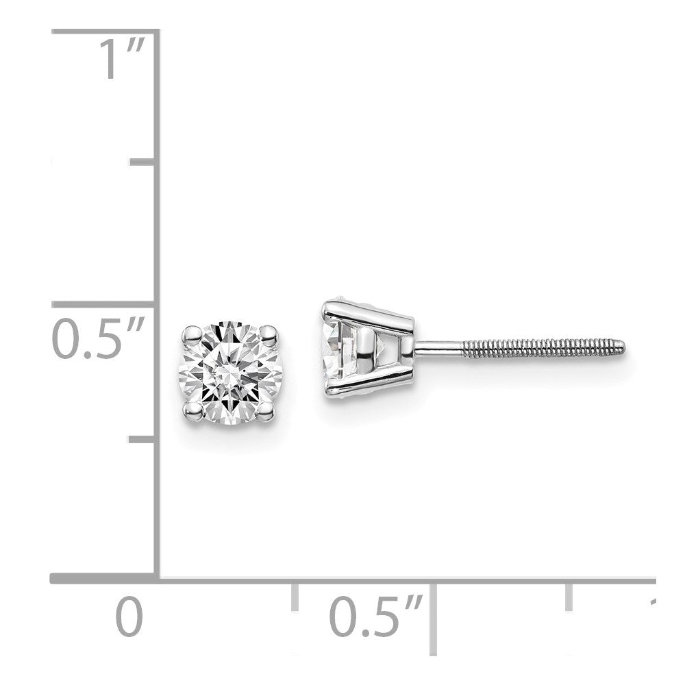 14K White Gold 14Kw .75Ct Vs2/Si1 G I Diamond Stud Thread On/Off Post Earrings
