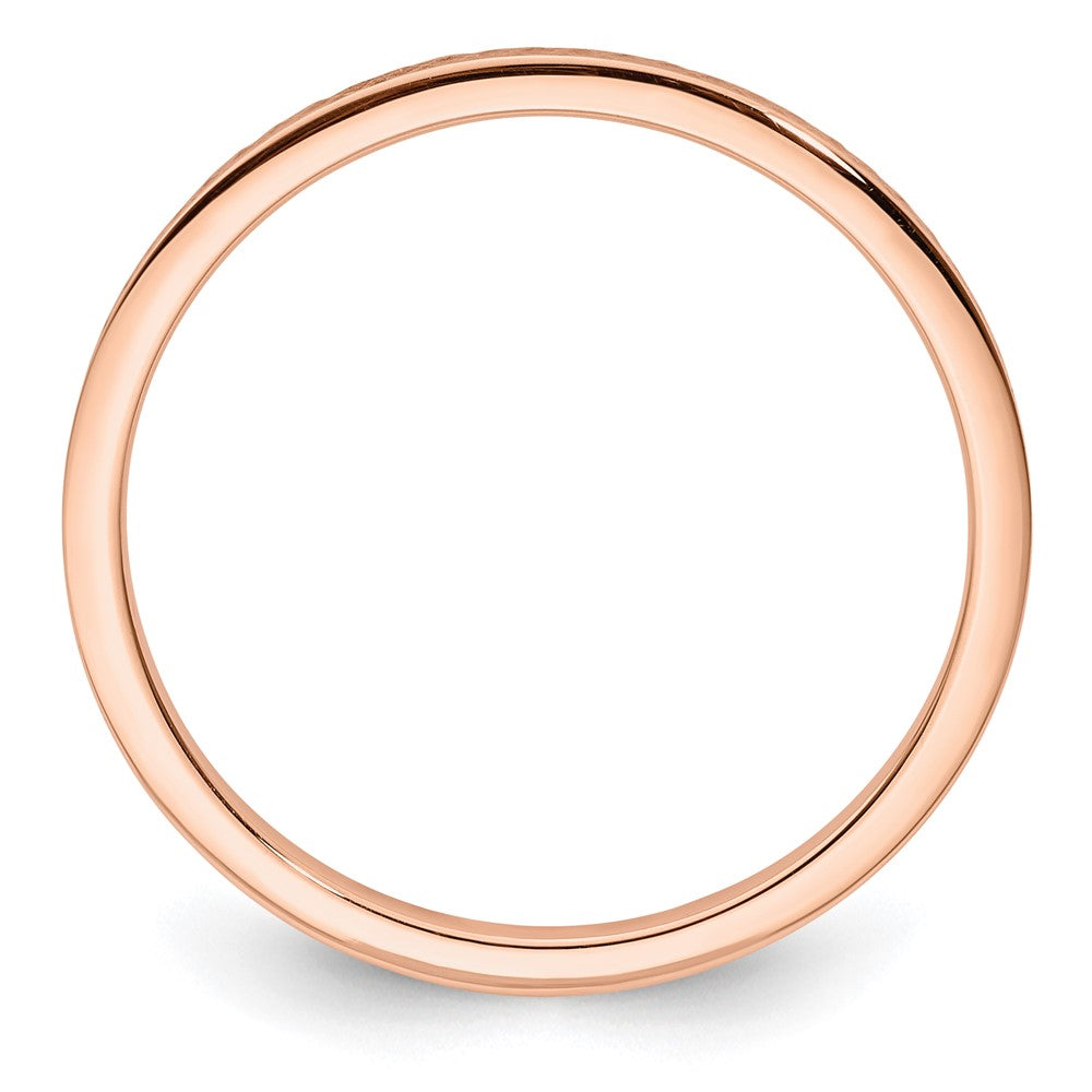 14K Rose Gold 1.2mm Criss Cross Pattern Stackable Band
