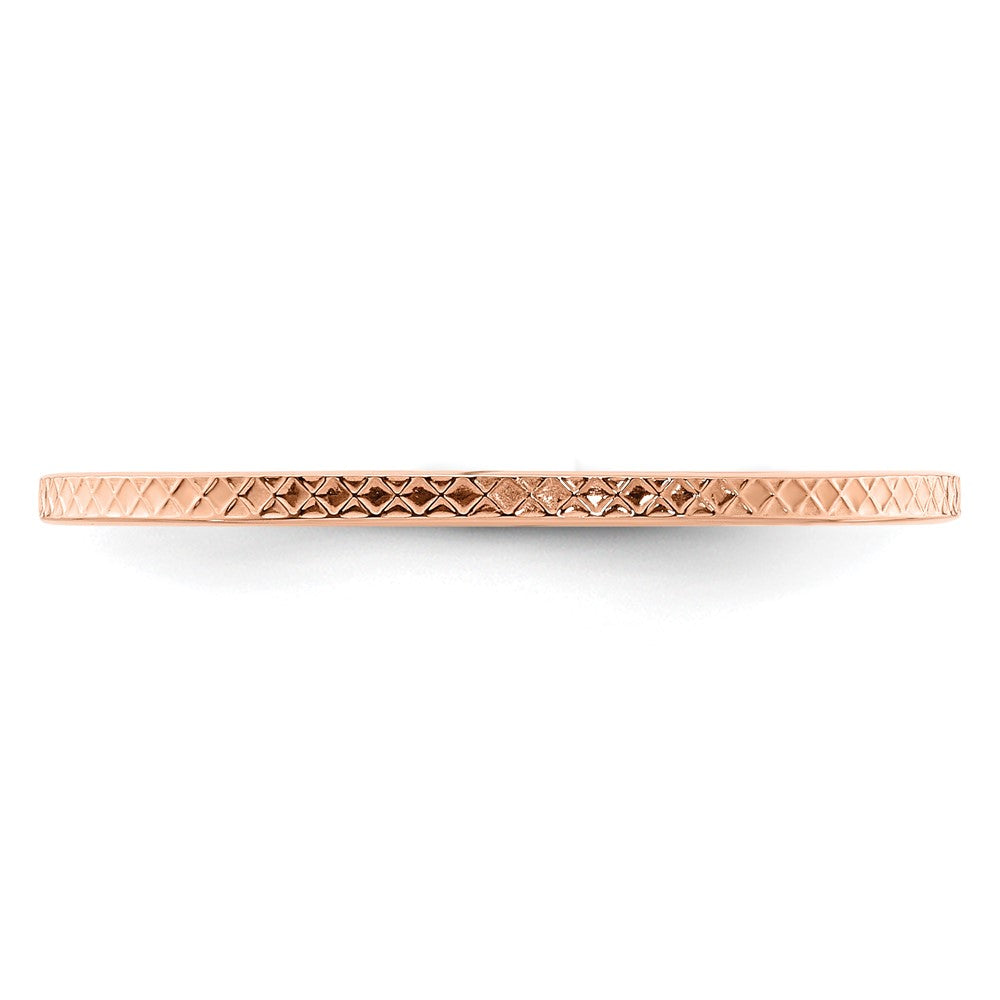 14K Rose Gold 1.2mm Criss Cross Pattern Stackable Band