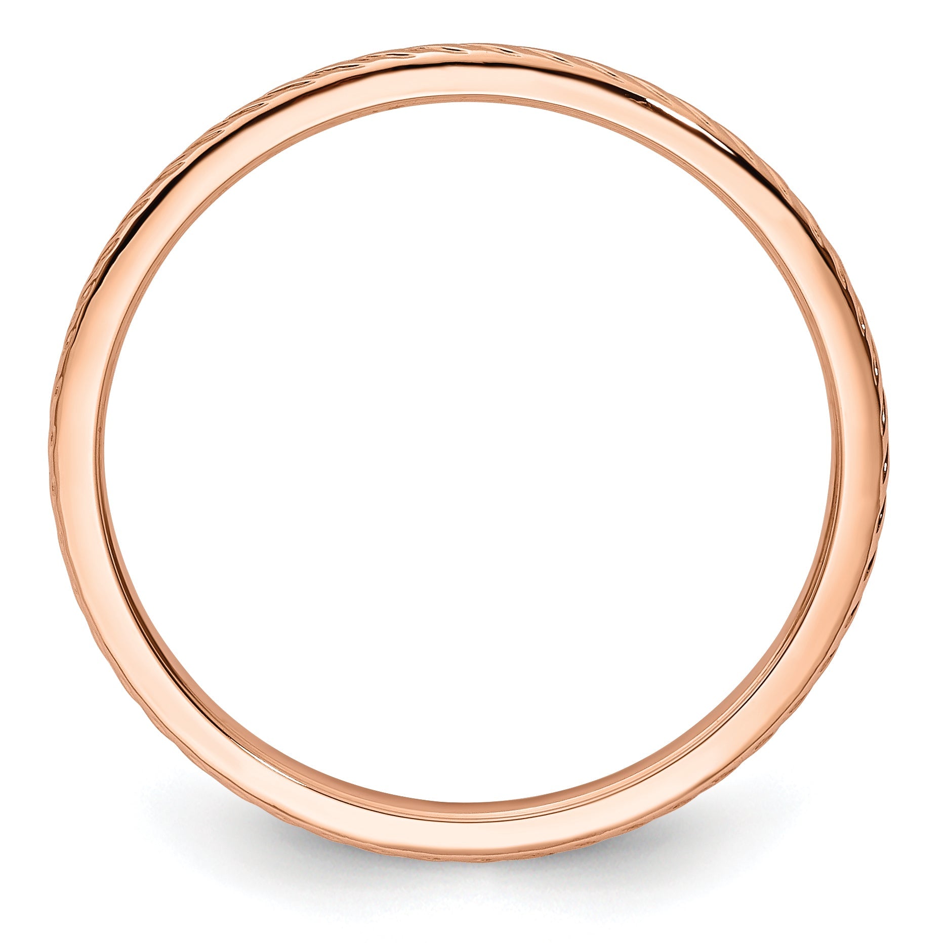 14K Rose Gold 1.2mm Twisted Wire Pattern Stackable Band