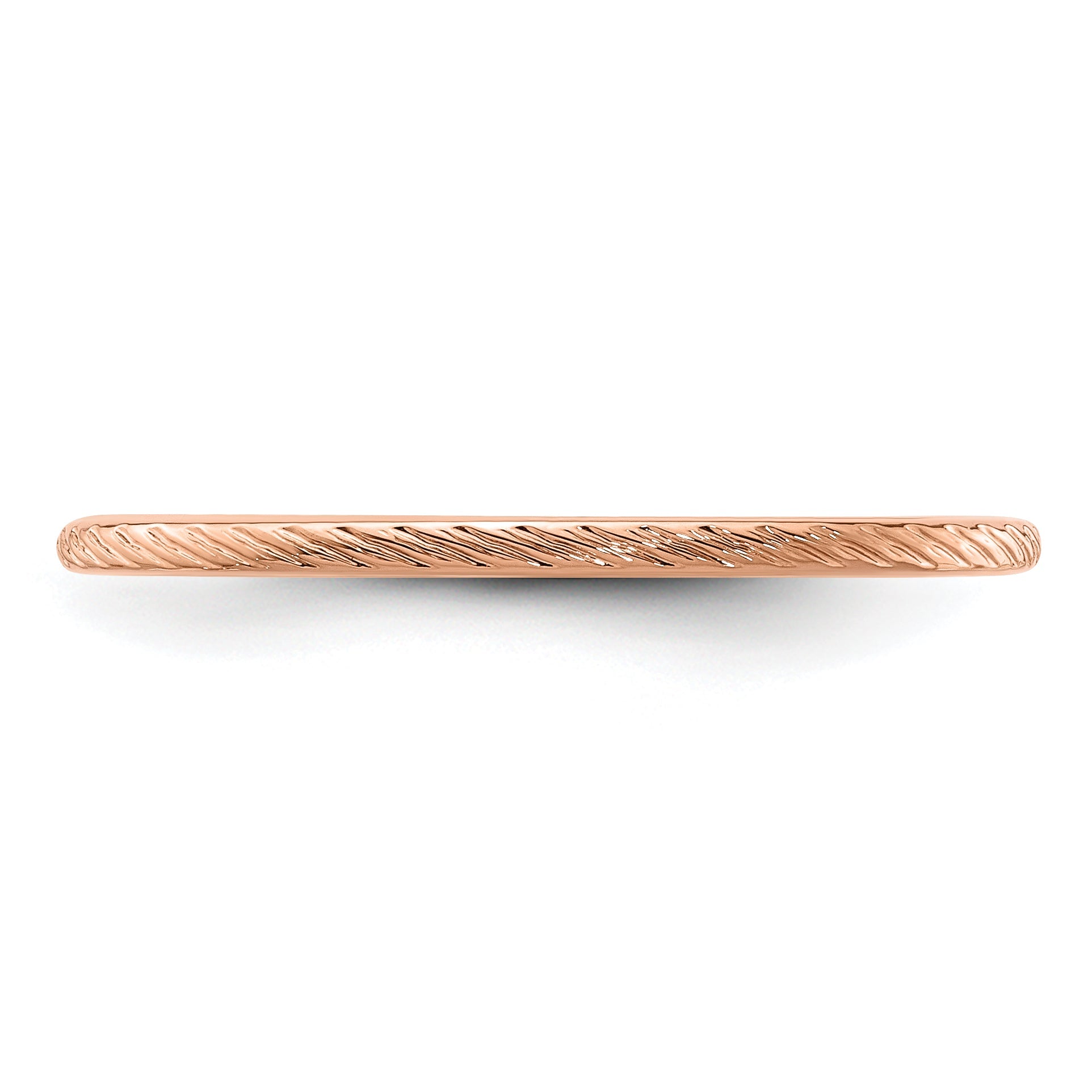 14K Rose Gold 1.2mm Twisted Wire Pattern Stackable Band