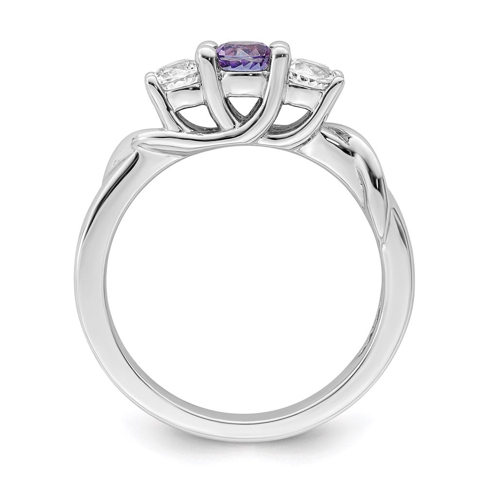 Sterling Silver Survivor Collection Rhodium Plated White And Purple Topaz Joanna Ring (Size 6 Only)