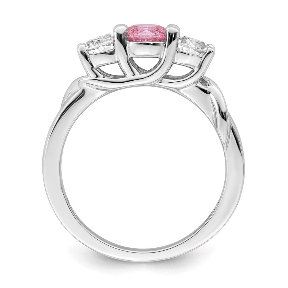 Sterling Silver Survivor Collection Rhodium Plated White And Pink Topaz Joanna Ring (Size 6 Only)