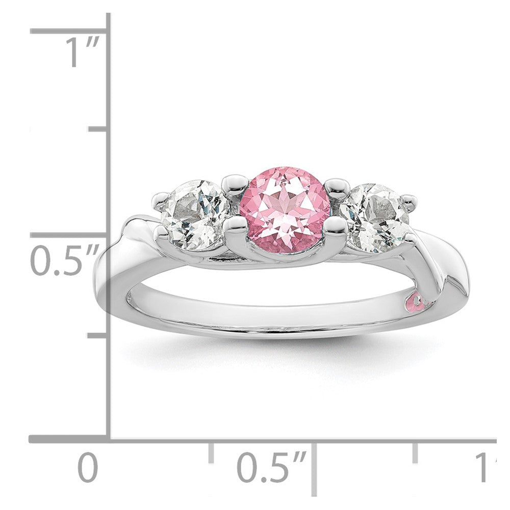 Sterling Silver Survivor Collection Rhodium Plated White And Pink Topaz Joanna Ring (Size 6 Only)