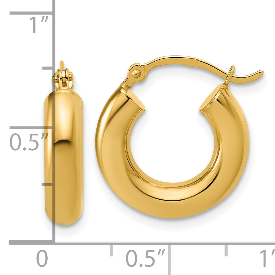 10K Yellow Gold 4mm X 17mm Polished Hoop Earrings