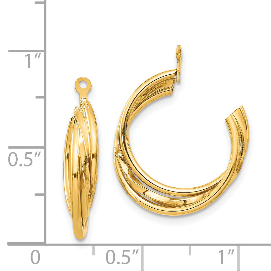 14K Yellow Gold Polished Hoop Earring Jackets