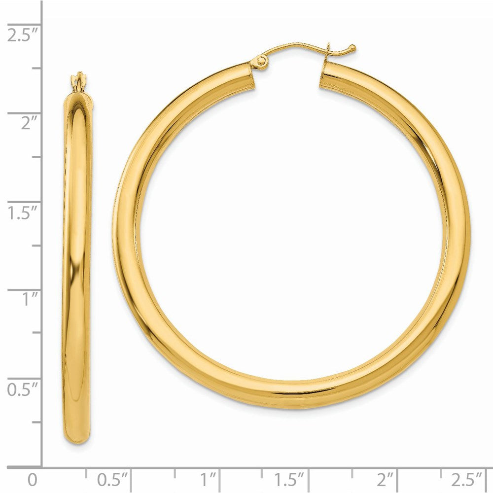 14K Yellow Gold Polished 4mm Lightweight Tube Hoop Earrings