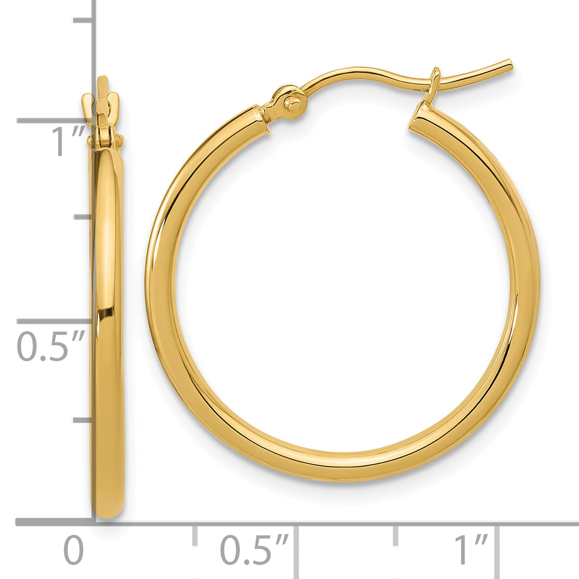 10K Yellow Gold Polished Hinged Hoop Earrings