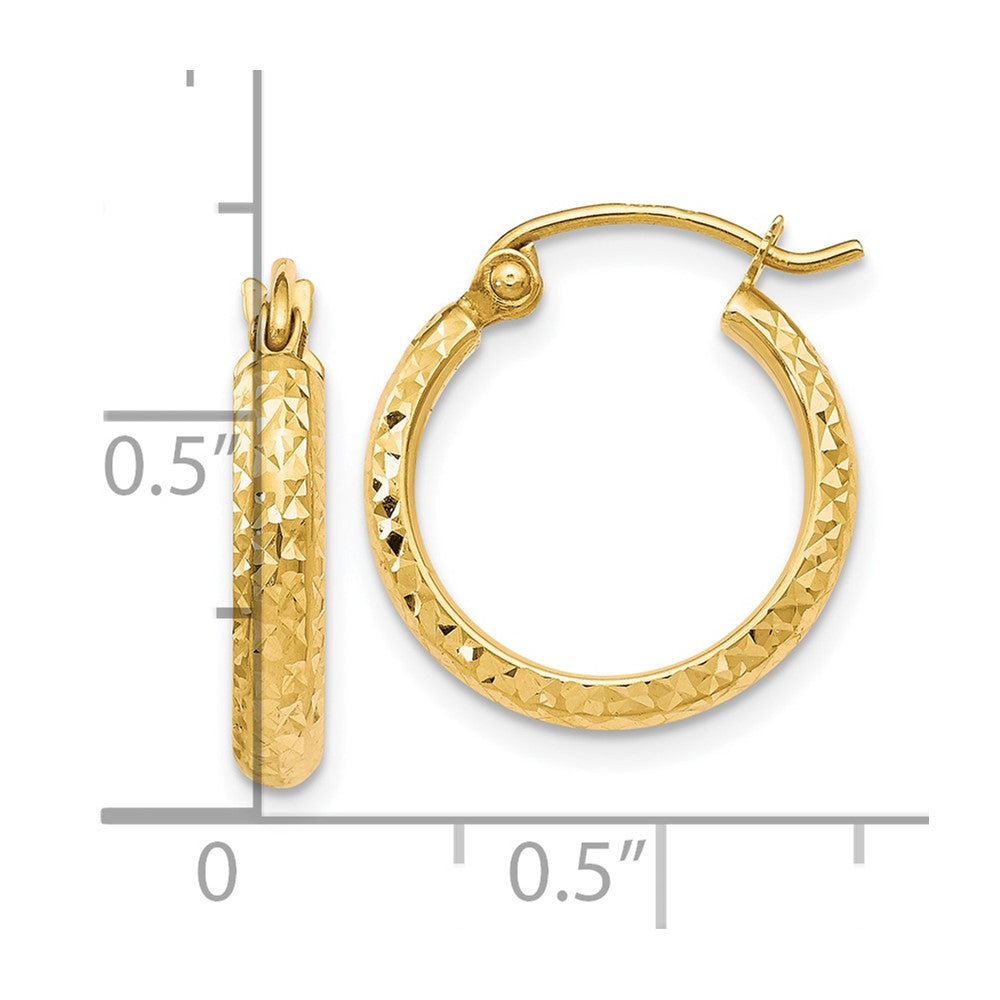 10K Yellow Gold D/C Hinged Hoop Earrings